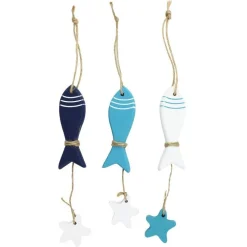 PESCE CON STELLINA IN LEGNO ARREDAMENTO DECORAZIONE CASA SEA STYLE