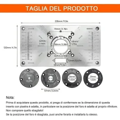 PIANO DI FRESATURA ROUTER PIASTRA PER FRESATRICE VERTICALE CON 4 ANELLI VITI