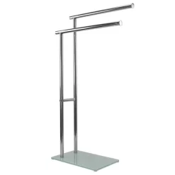 PIANTANA PORTASCIUGAMANI ARREDO BAGNO 2 BRACCI METALLO CROMATO BASE VETRO 59967