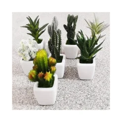 PIANTINA GRASSA FINTA VASO CERAMICA QUADRATO 5x11CM DECORAZIONE UFFICI BOMBONIERA