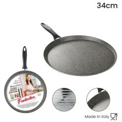 PIASTRA TONDA LISCIA PADELLA CUCINA ANTIADERENTE ANTIGRAFFIO A 7 STRATI DA 34 CM 045000M