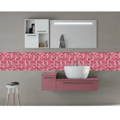 PIASTRELLA 3D MOSAICO MATTONELLA PARETE RITAGLIABILI MURALI ADESIVI 30X30CM ROSA