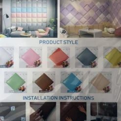 PIASTRELLE ADESIVE MURALI 3D IN ECOPELLE ANTI COLLISIONE MORBIDA PANNELLI 30X30