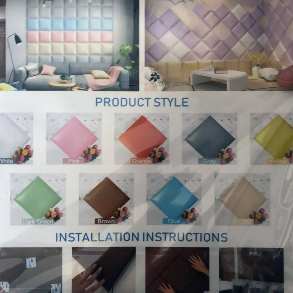 PIASTRELLE ADESIVE MURALI 3D IN ECOPELLE ANTI COLLISIONE MORBIDA PANNELLI 30X30