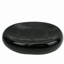 PIATTINO PER SAPONE CERAMICA NERA PORTA SAPONETTA MODERNO ACCESSORIO BAGNO 79250