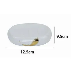 PIATTINO PER SAPONE IN CERAMICA BIANCA CON PIUMA ORO PORTASAPONETTA BAGNO 59896