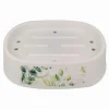 PIATTINO PER SAPONE PORTA SAPONETTA DECORATO FIORI FOGLIE ACCESSORIO BAGNO 87056