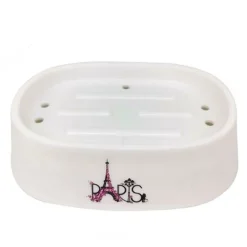 PIATTINO PER SAPONE PORTA SAPONETTA DECORATO SCRITTA PARIS ACCESSORI BAGNO 87042