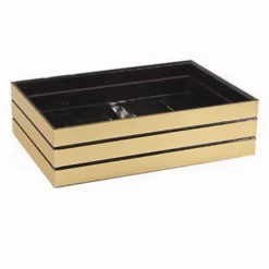 PIATTINO PORTA SAPONE SAPONETTA ORO A RIGHE STILE MODERNO ARREDO BAGNO 10387