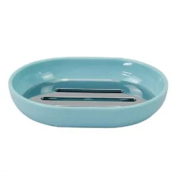 PIATTINO PORTA SAPONE SAPONETTA CELESTE SILVER ACCESSORI BAGNO 12.5X9.5 CM 79889