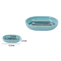PIATTINO PORTA SAPONE SAPONETTA CELESTE SILVER ACCESSORI BAGNO 12.5X9.5 CM 79889