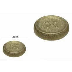 PIATTINO PORTA SAPONE SAPONETTA DORATO RIGATO ACCESSORIO ARREDO PER BAGNO 59936