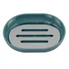 PIATTINO PORTA SAPONE SAPONETTA VERDE PETROLIO SILVER BAGNO 12.5 X 9.5 CM 69476