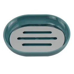 PIATTINO PORTA SAPONE SAPONETTA VERDE PETROLIO SILVER BAGNO 12.5 X 9.5 CM 69476