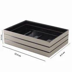 PIATTINO PORTA SAPONE SAPONETTA ARGENTO A RIGHE STILE MODERNO ARREDO BAGNO 10391