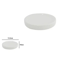 PIATTINO PORTA SAPONE SAPONETTA PER ARREDO DA BAGNO IN CERAMICA RIGATA BIANCA 87804