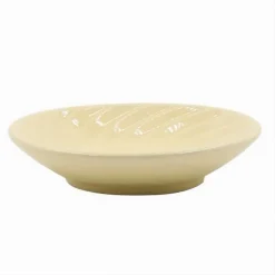 PIATTINO PORTA SAPONE SAPONETTA CERAMICA RIGATA SPIRALE GIALLO TONDO BAGNO 79962