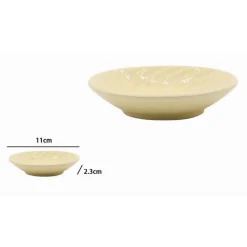 PIATTINO PORTA SAPONE SAPONETTA CERAMICA RIGATA SPIRALE GIALLO TONDO BAGNO 79962