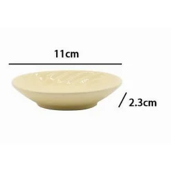 PIATTINO PORTA SAPONE SAPONETTA CERAMICA RIGATA SPIRALE GIALLO TONDO BAGNO 79962