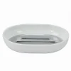 PIATTINO PORTA SAPONE SAPONETTA BIANCO SILVER ACCESSORI BAGNO 12.5 X 9.5CM 79865