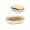 PIATTINO PORTA SAPONE SAPONETTA BIANCO LEGNO ACCESSORI BAGNO 12.5 X 9.5 CM 69480