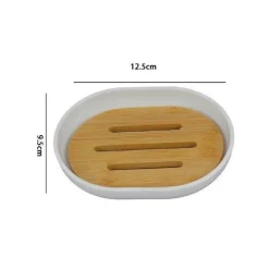 PIATTINO PORTA SAPONE SAPONETTA BIANCO LEGNO ACCESSORI BAGNO 12.5 X 9.5 CM 69480