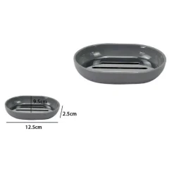 PIATTINO PORTA SAPONE SAPONETTA GRIGIO SILVER ACCESSORI BAGNO 12.5X9.5 CM 79895