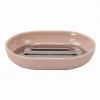 PIATTINO PORTA SAPONE SAPONETTA ROSA SILVER ACCESSORI BAGNO 12.5 X 9.5 CM 79871