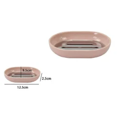 PIATTINO PORTA SAPONE SAPONETTA ROSA SILVER ACCESSORI BAGNO 12.5 X 9.5 CM 79871