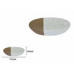 PIATTINO PORTASAPONE SAPONETTA BIANCO DECORO MARINO CON RIGHE MARRONI BAGNO 79270