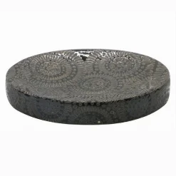 PIATTINO SAPONE PORTASAPONETTA MOTIVO ETNICO NERO ACCESSORIO ARREDO BAGNO 79965