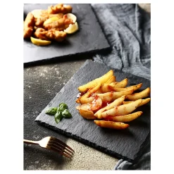 PIATTO IN PIETRA ARDESIA 35x35 CM PORTATA PER CIBI CALDI FREDDI APERITIVI FINGER