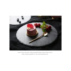 PIATTO IN PIETRA ARDESIA ROTONDO DIAMETRO 25CM PORTATA PER CIBI APERITIVI FINGER