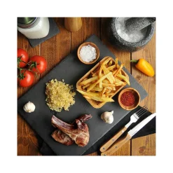 PIATTO IN PIETRA ARDESIA 30x30 CM PORTATA PER CIBI CALDI FREDDI APERITIVI FINGER