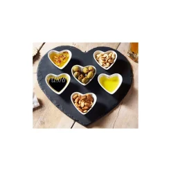 PIATTO IN PIETRA ARDESIA A FORMA DI CUORE 25x25CM PORTATA PER CIBI CALDI FREDDI