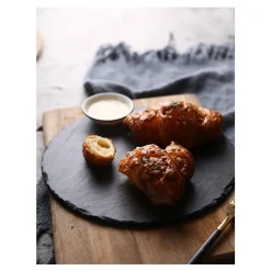 PIATTO IN PIETRA ARDESIA ROTONDO DIAMETRO 15CM PORTATA PER CIBI APERITIVI FINGER