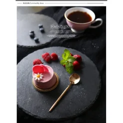 PIATTO IN PIETRA ARDESIA ROTONDO DIAMETRO 15CM PORTATA PER CIBI APERITIVI FINGER