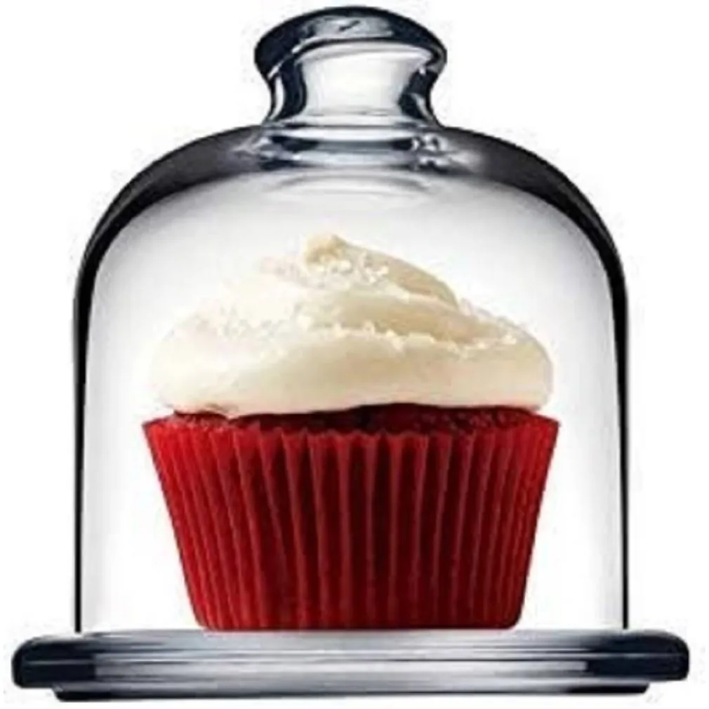 PIATTO IN VETRO TRASPARENTE PER DOLCI FRUTTA CON CUPOLA IN VETRO CM 10,5H DIAM.10