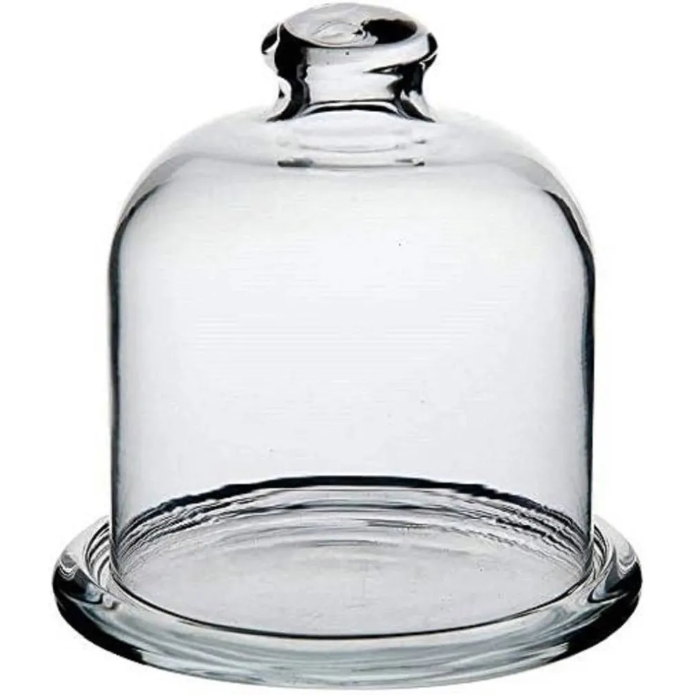 PIATTO IN VETRO TRASPARENTE PER DOLCI FRUTTA CON CUPOLA IN VETRO CM 10,5H DIAM.10