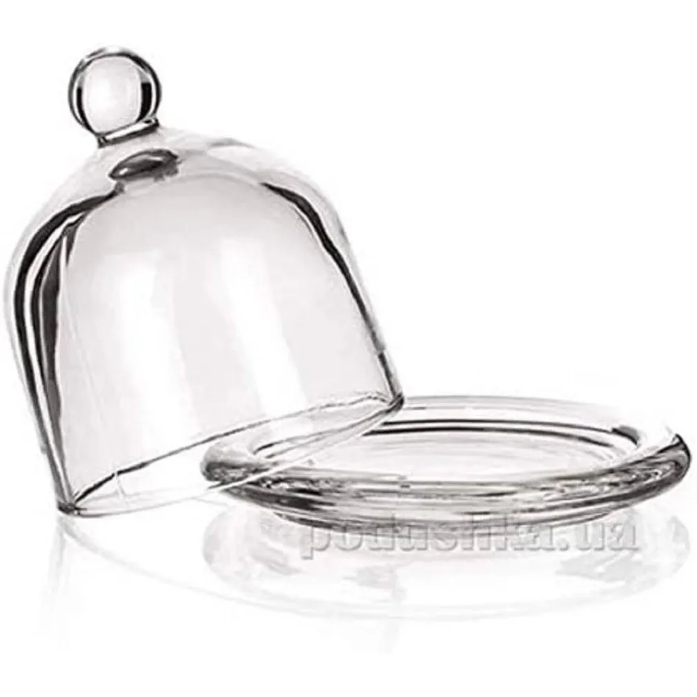 PIATTO IN VETRO TRASPARENTE PER DOLCI FRUTTA CON CUPOLA IN VETRO CM 10,5H DIAM.10