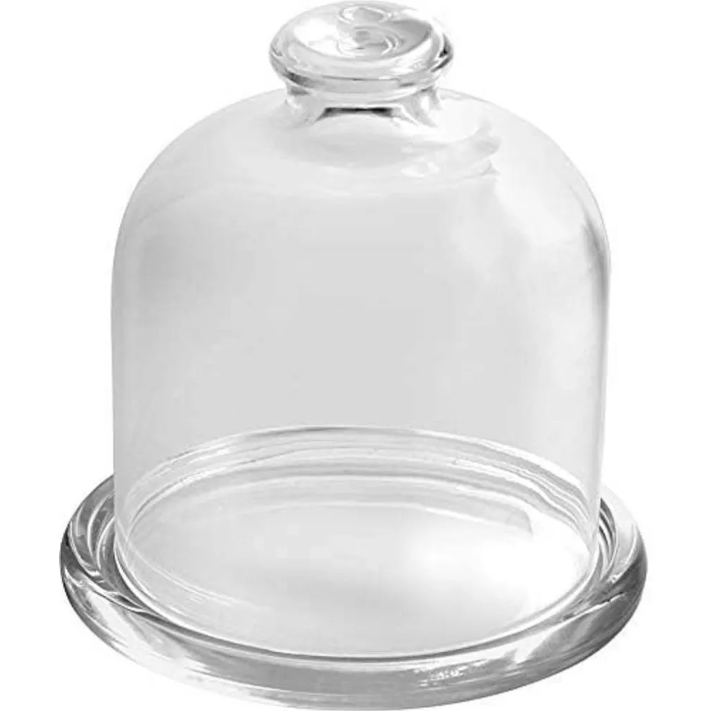 PIATTO IN VETRO TRASPARENTE PER DOLCI FRUTTA CON CUPOLA IN VETRO CM 10,5H DIAM.10