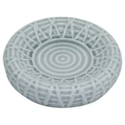 PIATTO PIATTINO PORTA SAPONE SAPONETTA BAGNO CERAMICA GRIGIO EFFETTO RETE 79280