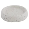 PIATTO PIATTINO PORTA SAPONE BAGNO TONDO CERAMICA BIANCO EFFETTO PIETRA GRANITO 87807