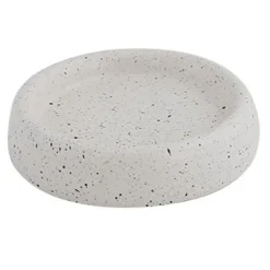 PIATTO PIATTINO PORTA SAPONE BAGNO TONDO CERAMICA BIANCO EFFETTO PIETRA GRANITO 87807