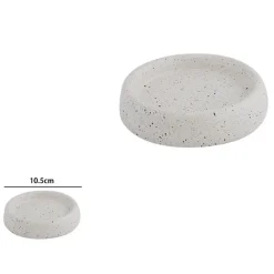 PIATTO PIATTINO PORTA SAPONE BAGNO TONDO CERAMICA BIANCO EFFETTO PIETRA GRANITO 87807