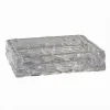 PIATTO PORTA SAPONE SAPONETTA VETRO TRASPERENTE EFFETTO SASSI ARREDO BAGNO 10364