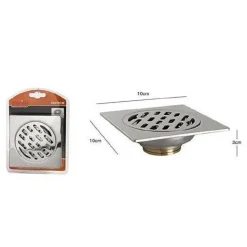 PILETTA PER DOCCIA A PAVIMENTO SIFONATA IN OTTONE 10 X 10 CM BAGNO TAPPO