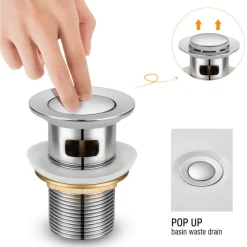 PILETTA UNIVERSALE MISCELATORE LAVABO BIDE CLICK CLACK TAPPO PILETTE POP UP