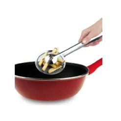 PINZA CON COLINO SCOLA FRITTO FRITTURA A RETINA PALETTA PATATINE ACCIAIO CUCINA