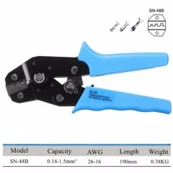 PINZA CRIMPATRICE PER TERMINALI AWG26-16 0.14-1.5 MM² CRIMPATURA SN-48B